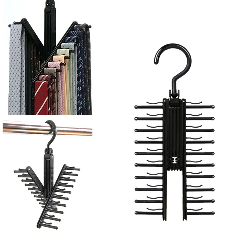 2 Pcs Cross X Hangers Tie Belt Rack Organizer Hanger Non-Slip Clips Holder Black r  Holder Portable  Creative  refined  texture