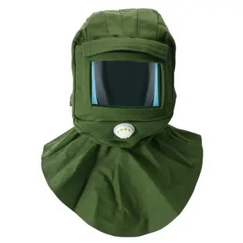 

Painting Protective mask Dustproof hood Sandblasting protective cap Industrial Grinding labor helmet canvas material green