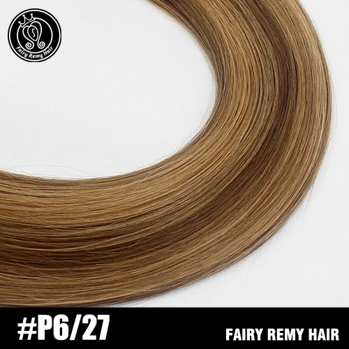 P6-27 Сказочные волосы remy, 100 г/шт., настоящие европейские Прямые Натуральные кудрявые пучки волос, 16 дюймов, платиновый блонд, волосы Remy для наращивания - Цвет: P6-27