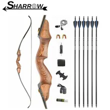 60inch Archery Recurve Bow 20-60lbs Wooden Bow Riser Carbon Arrows Spine 500 Takedown Hunting Bow Shooting Accessories
