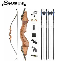 60inch Archery Recurve Bow 20-60lbs Wooden Bow Riser Carbon Arrows Spine 500 Takedown Hunting Bow Shooting Accessories