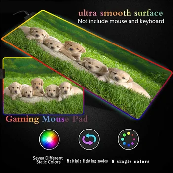 

Cute Dog Animal RGB Gaming Mouse Pad Large Gamer Computer Mousepad LED Keyboard Desk PC Mause Pad Laptop Desk Mat Multiple Size