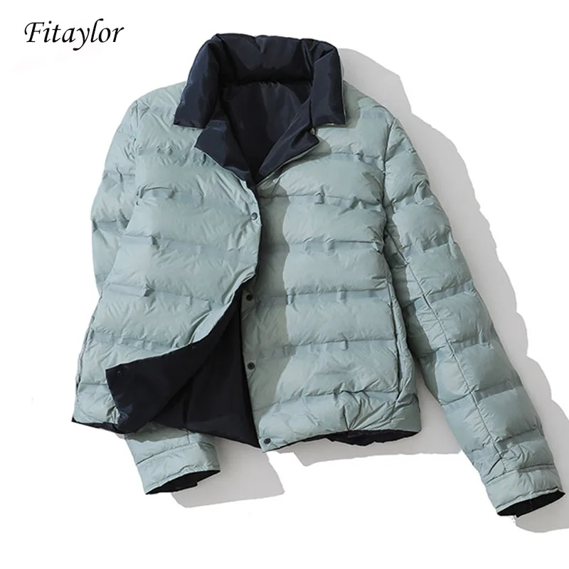 Kopen Fitaylor Winter Vrouwen Dubbelzijdig Donsjack Stand Kraag Witte Eendendons Jas Double Breasted Warme Korte Sneeuw Uitloper