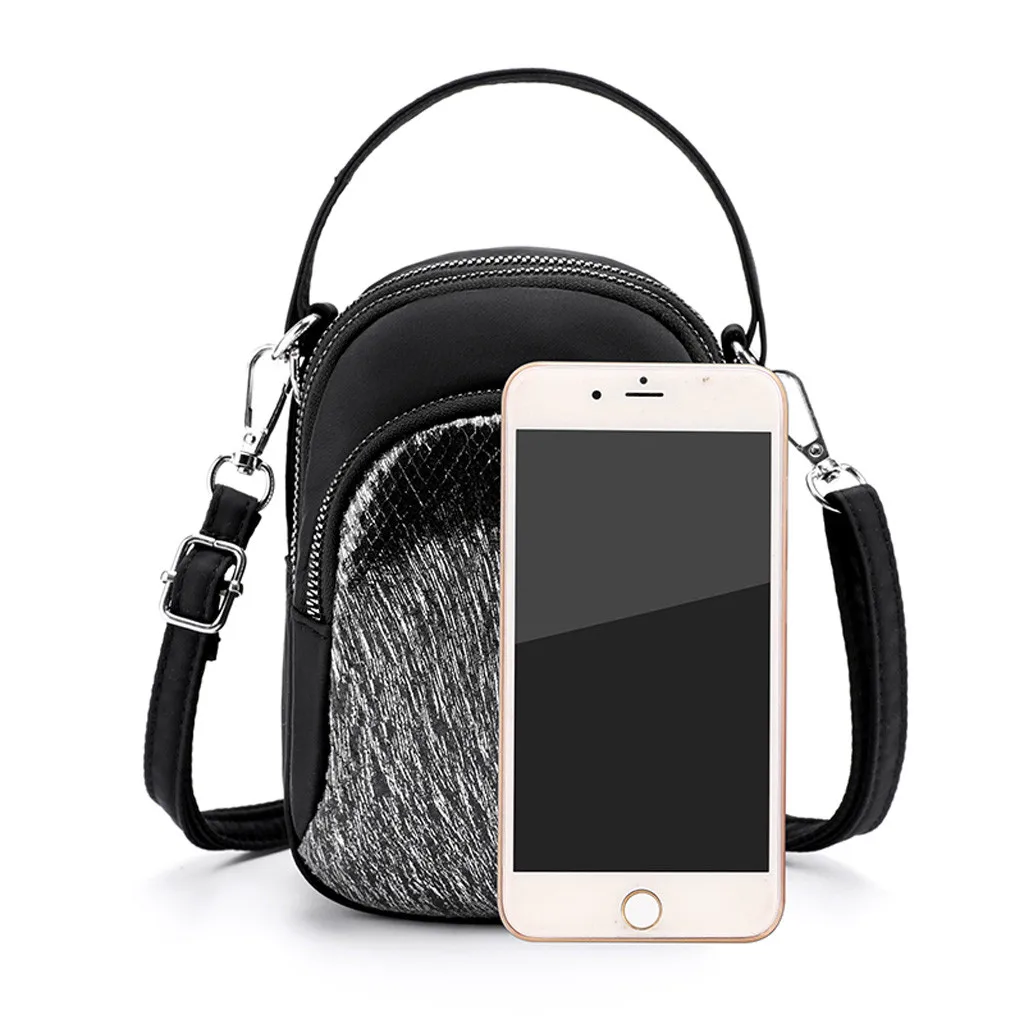 Women Nylon Sequin Coin Purse Shoulder Mobile Phone Bag Exquisite Girls Delicate Handbag Elegant Ladies Fashion Casual Bags