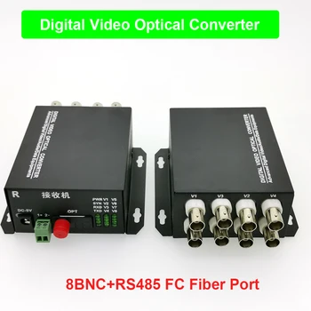 

8BNC+1RS485+FC Digital Video Optical Coverter 1-channel RS485interface 20KM 8-channel Video BNC input output 15KV protection
