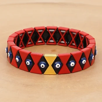 

Shinus Turkish Evil Eye Bracelet For Women Jewellery Red Corlor Enamel Tile Bracelets Femme 2020 New Trendy Jewelry Gift