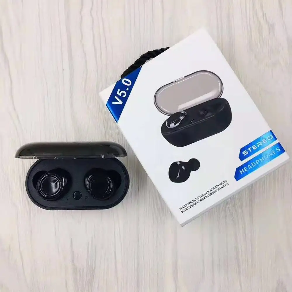 Bluetooth наушники беспроводные 5,0 наушники TWS-02 bluetooth вкладыши спортивные наушники для спорта - Цвет: Black