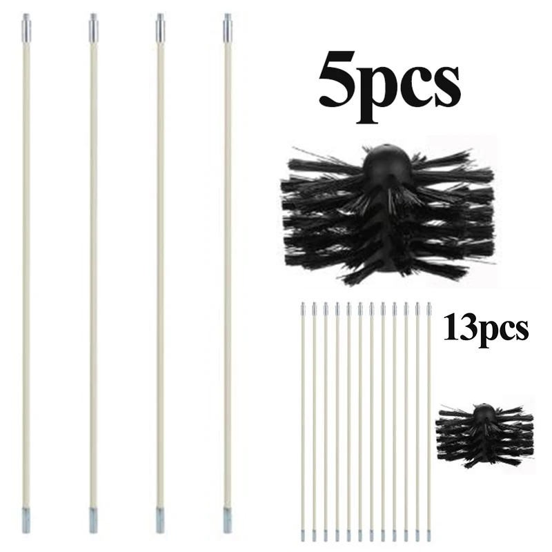 Top Selling Flexible Flue Brush Rods Chimney Brush Kit Chimney Sweep Soot Cleaning Rod For Home Diy Tools Parts New