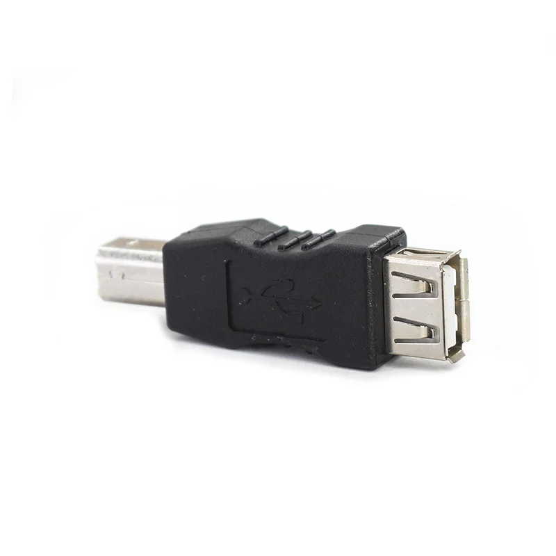 Переходник USB (гнездо) AF/BM (гнездо) на B (штекер), для ПК, телефона, компьютера, принтера, адаптер Mini Black USB 2,0