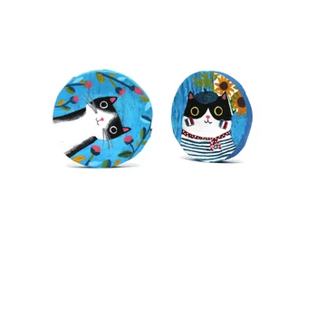 

4 Pcs Set Cat Set Unique Series Handmade Handpainted Wood Brooch