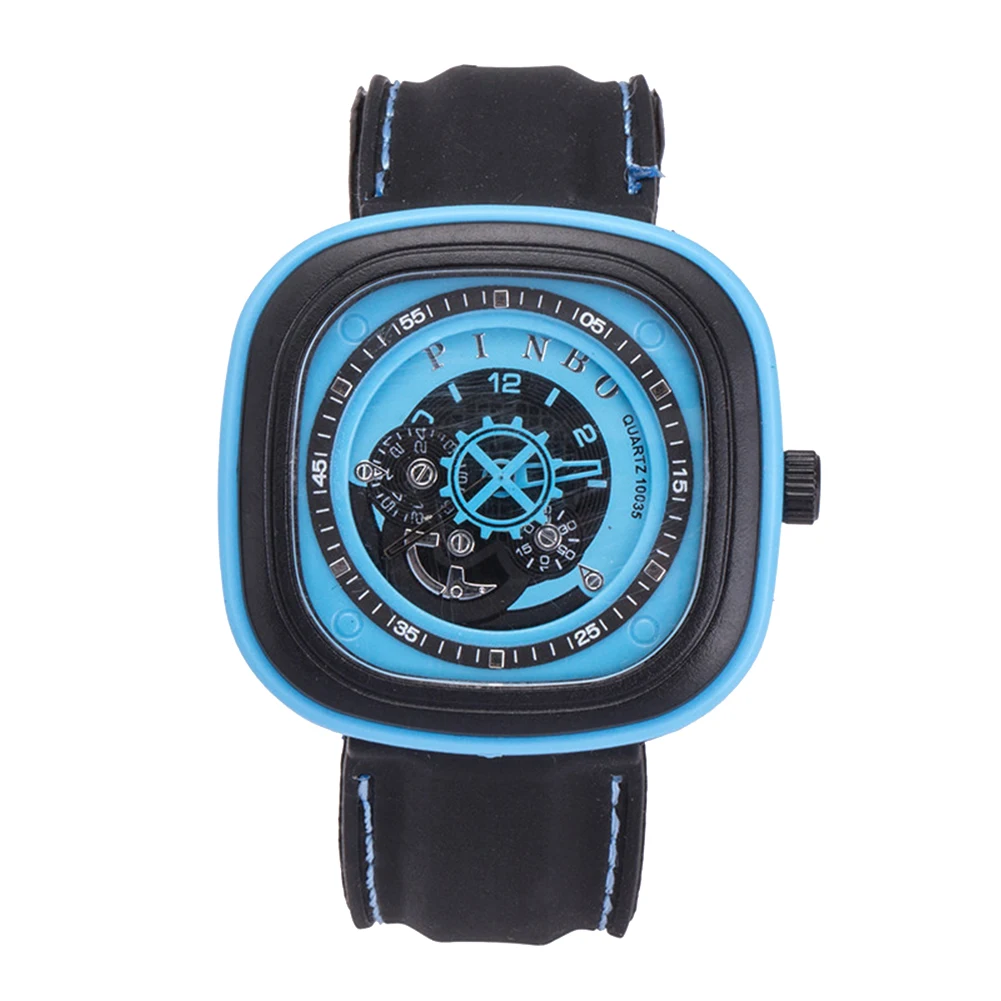 

Sport Men's Large Square Dial Silicone Strap Analog Quartz Wrist Watch Decor Mas-culino Fashion Men's Watch Large Dial Militarys