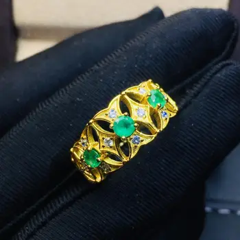 

SHILOVEM 925 sterling silver Natural Emerald rings classic fine Jewelry women wedding Christmas gift new 3.5mm jcj3.53.5003agml