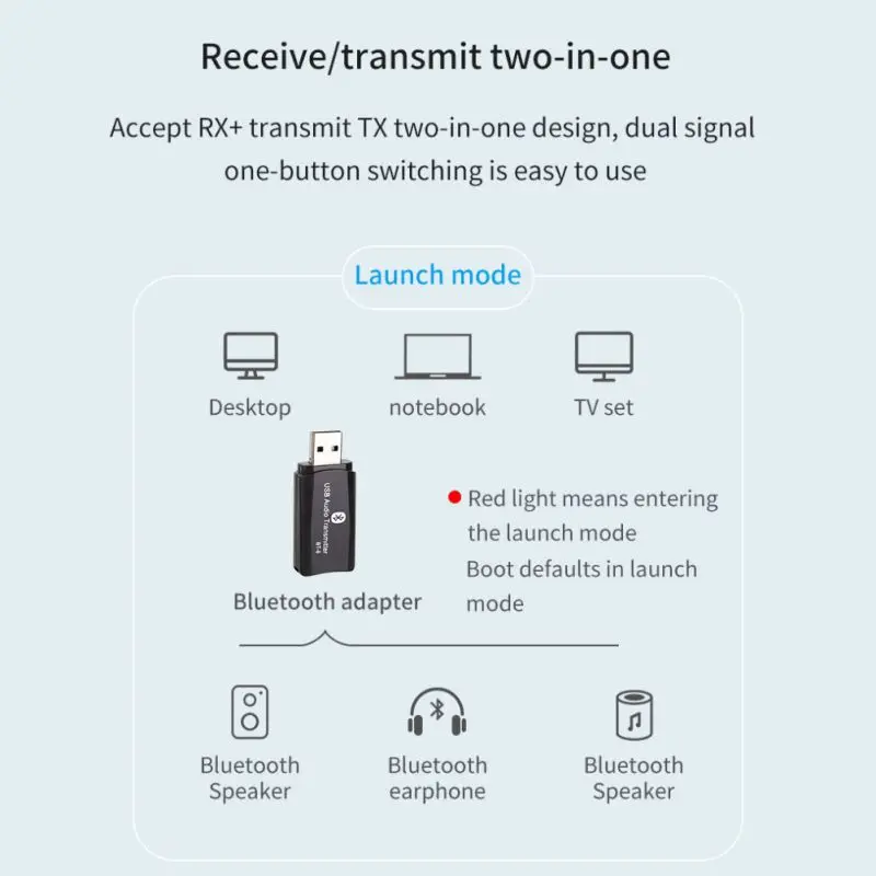 2-в-1 музыкальный аудиоприемник Bluetooth 5,0 Портативный адаптер приемник передатчик