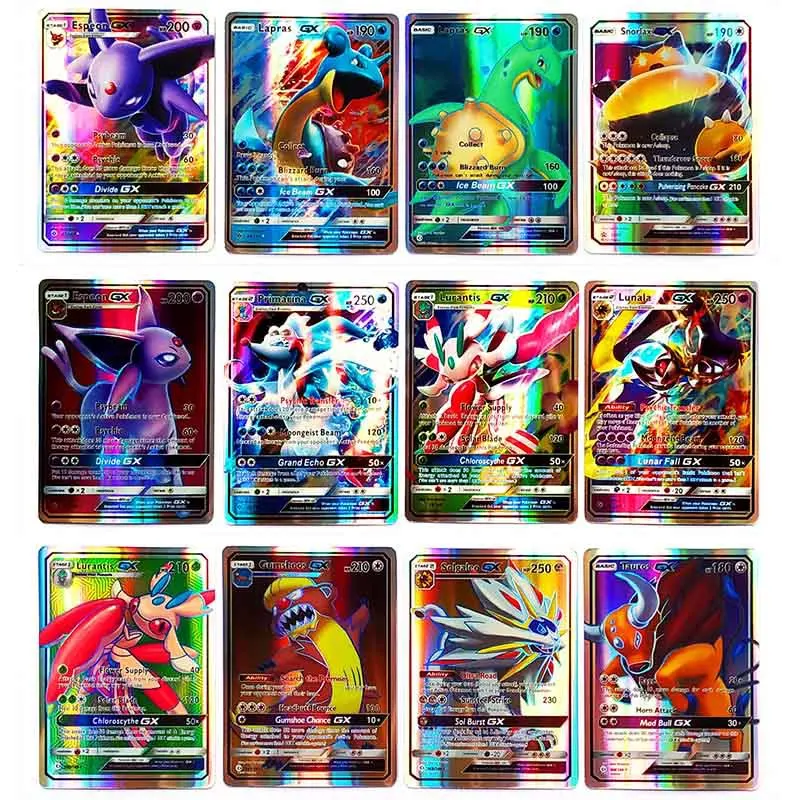 Takara Tomy Pokemon Card 100 шт. GX EX MEGA Flash Sword And Shield коллекционные рождественские подарки