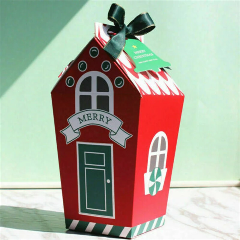 5/10/20pc Christmas Gingerhouse Party Paper Favour Candy Sweets Bag Xmas Gift Boxes DIY Festival Gift Wrapping Birthday Supplies