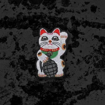 

Cute Tactical Lucky Wealth Cat Embroidery Patches Morale Chapter Cartoon Patch For Clothes Stickers Garment Apparel Accessories