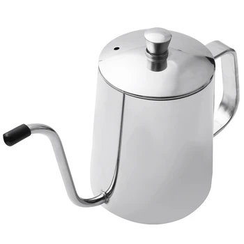 

Stainless Steel Mounting Bracket Hand Punch Pot Coffee Pots With Lid Drip Gooseneck Spout Long Mouth Coffee Kettle Teapot-Silver