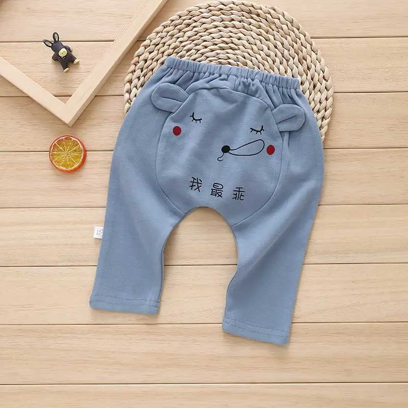Casual Style Children Casual Trousers Cotton Ruched Mid Cartoon Cotton Full Length Unisex Elastic Waist Cross-Pants Cute