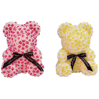 

2x Big Bear of Roses Colors Artificial Flowers Home Wedding Festival DIY Cheap Wreath Crafts Yellow & Rose Red