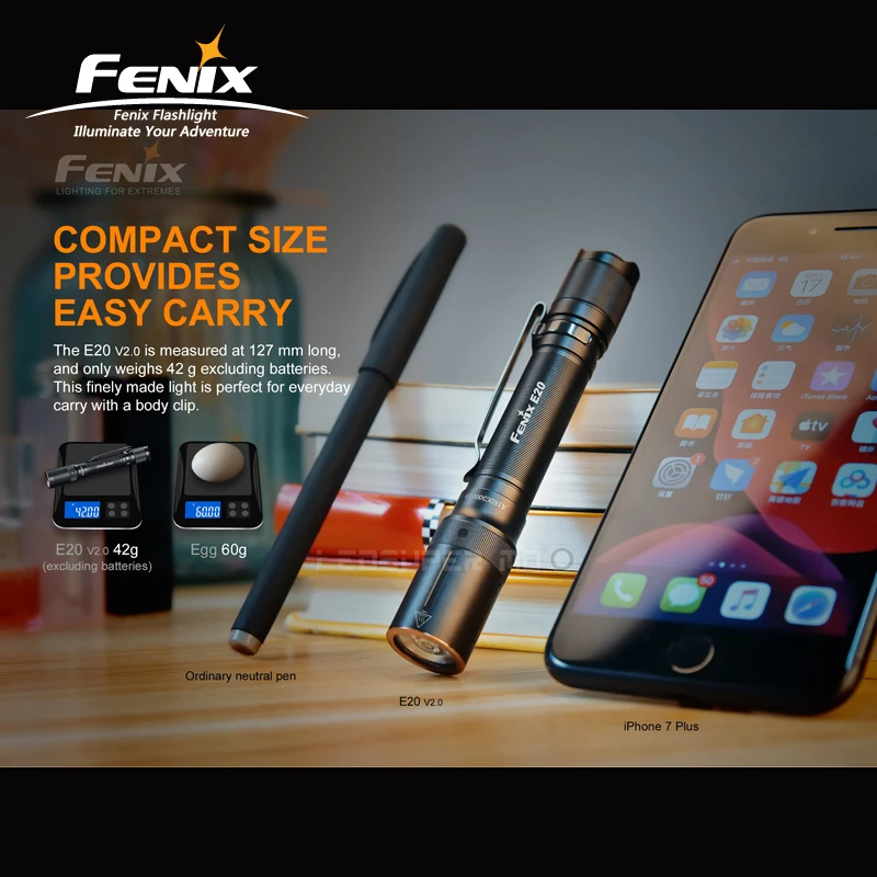 Портативный Легкий/компактный светодиодный фонарик Fenix E20 V2.0 Luminus SST20 с 2