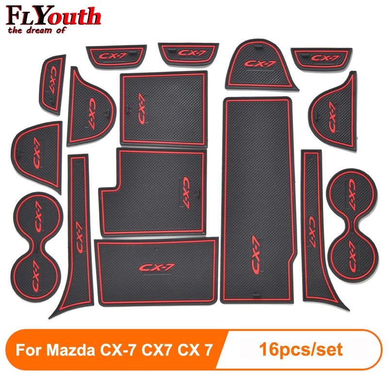 Buy 16pcs set 3D Rubber Mat Non slip Interior Cup Pad Door Groove Mat For Mazda CX 7 CX7 CX 7 Car door mat Auto Accessories Styling