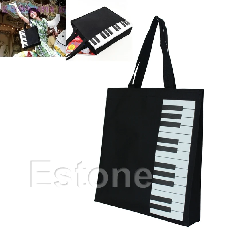 Moda novedosa-Bolso de mano con teclas de Piano, para música, color negro