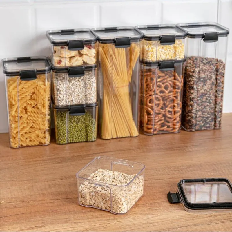 

For Kitchen Transparent Storage Box Sealed Jar Grains Beans Storage Organizer Food Containers Refrigerator Storage Boxes