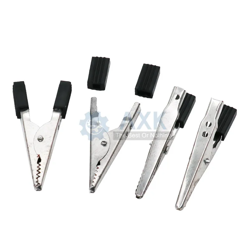 10pcs/lot Insulated Crocodile Clips Plastic Handle Cable Lead Testing Metal Alligator Clips Clamps 49mm DT287