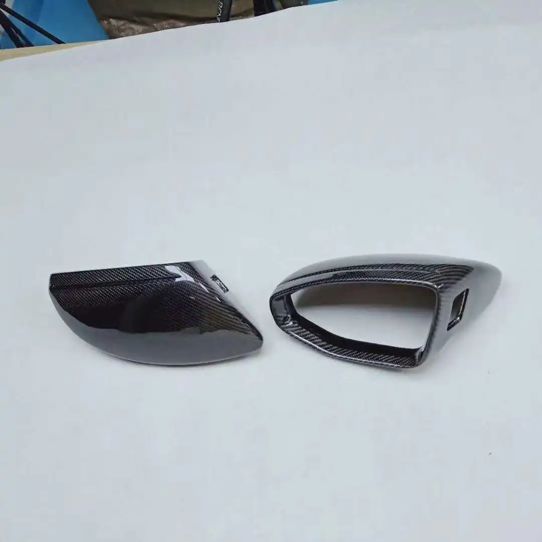 사이드 백미러 커버, 아우디 A6, C8, A7, A8, A8L 용, 차선 보조 교체 유광 블랙, 탄소 섬유 LHD, 19 +