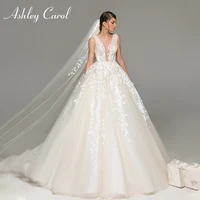 Ashley Carol Beach A-Line Wedding Dress 2022 Elegant Backless V-neck Sleeveless Lace Appliques Boho Bridal Gown Vestido De Noiva 1
