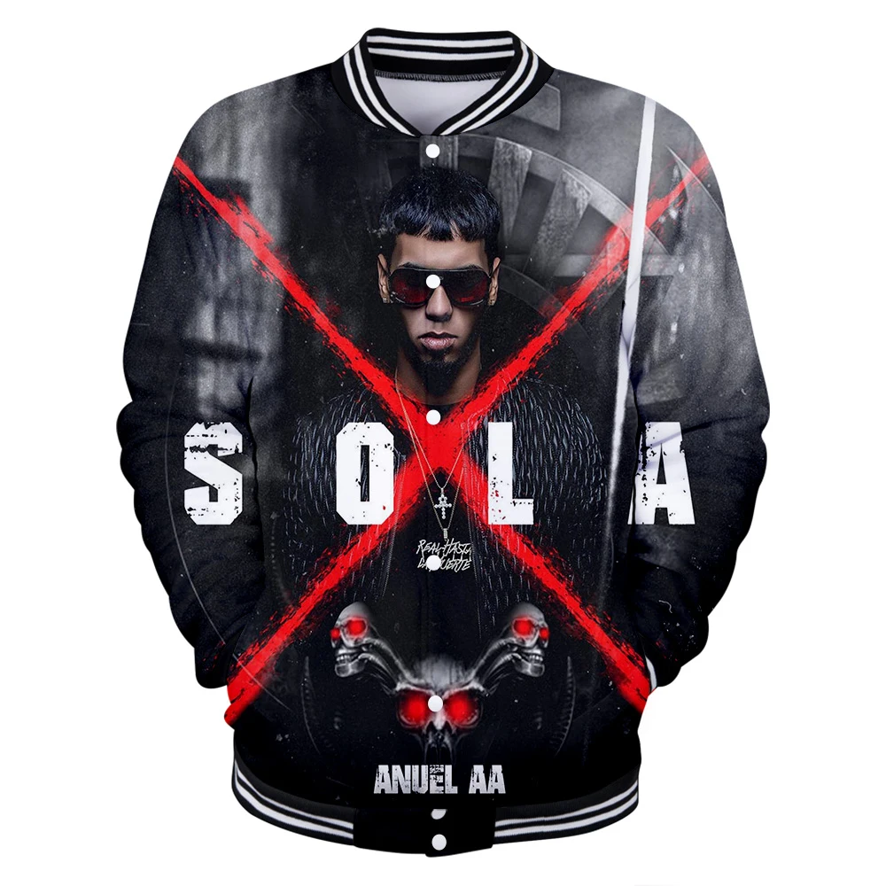 Дизайн Anuel AA бейсбольная форма Осенняя Повседневная Harajuku Anuel AA бейсбольные куртки размера плюс для мужчин Уличная одежда
