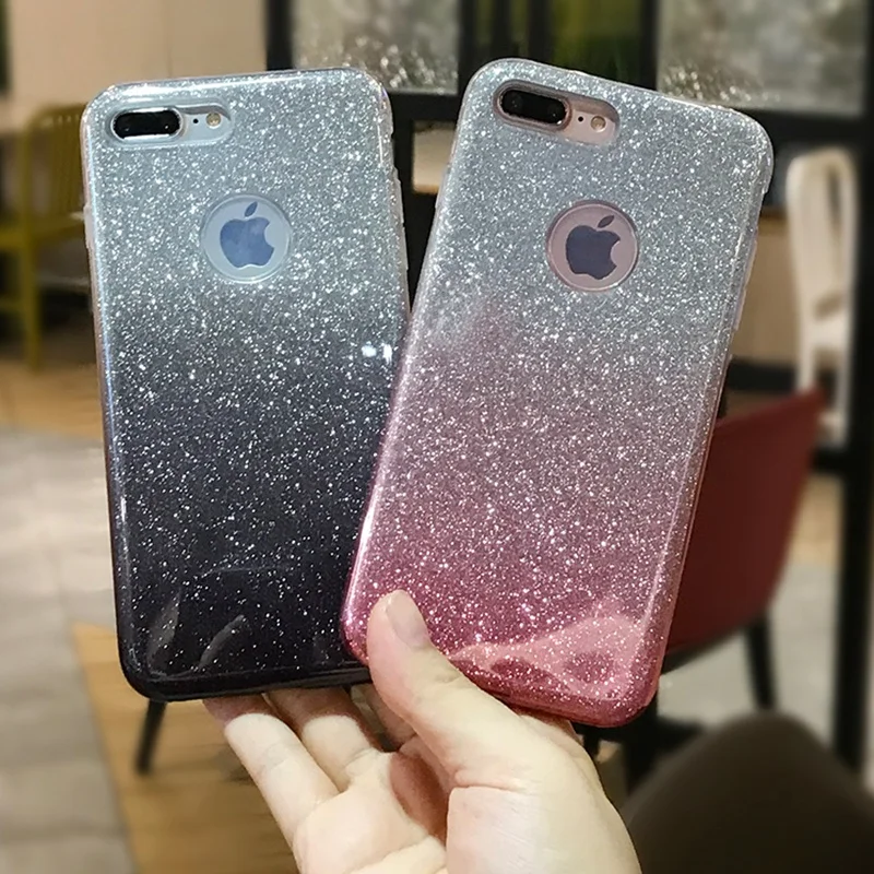 Блестящий чехол для iphone X XS 11 Pro MAX XR 10 7 8 Plus 6s 6 7Plus градиентные цвета Мягкий ТПУ силиконовый прозрачный чехол