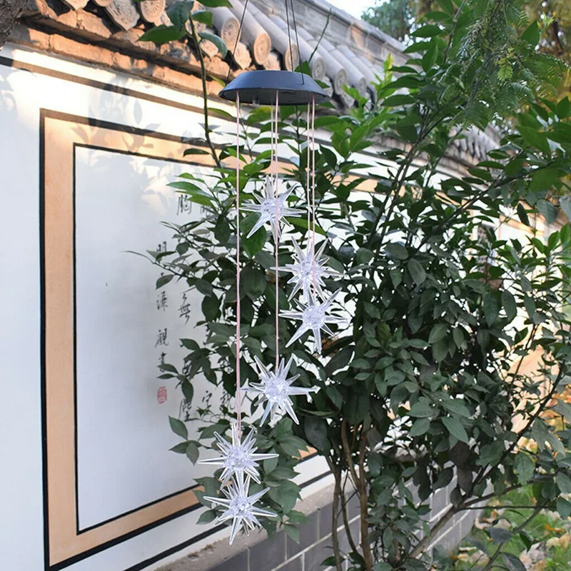 Солнечный цвет меняющий светильник светодиодный морской Ежи колокольчики для домашнего сада двора декор кулон