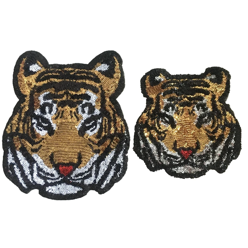 WUYUCONG 1 компл.(1 большой+ 1 маленький) Золотой тигр блестками Утюг на заплатка для одежды куртка блёстки животные аппликации Вышивание DIY