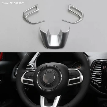 

Chrome Interior Inner Steering Wheel Switch Button Panel Cover Trim Frame Decoration For Jeep Compass 2017 2018 2019 2020
