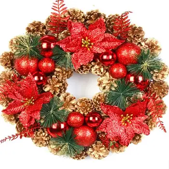 

15.75in Pinecone Wreath Fake Flower Decoration Realistic Berry Wreath Christmas Tree Wreath Home Festival Ornaments