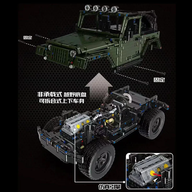 Jeep Wrangler Rubicon RC набор совместим с Technic MOC-5140 строительные блоки игрушки для детей мальчиков