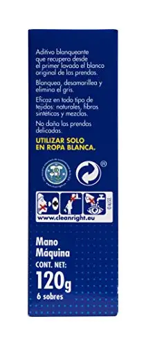 Blanco Nuclear - Blanqueante en polvo, 6 sobres, 120gr