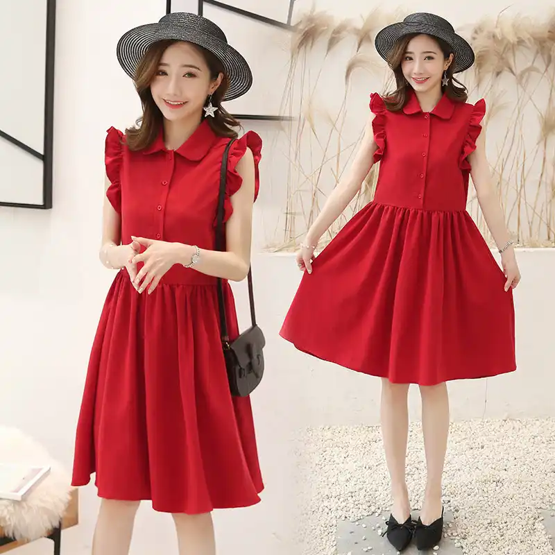 loose fitting red dress