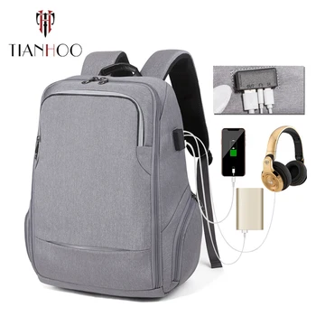 

TIANHOO 2020 New Pattern Business Computer Backpacks Travel Waterproof Men Usb Rechargeable Backpack Student Function Schoolbag