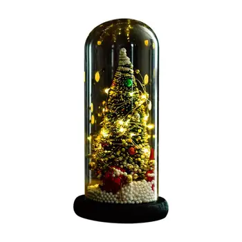 

Christmas Tree Glass Dome Display Base LED Fairy String Light Home Decor Bedroom Desk Night Light for Christmas Gift
