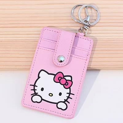 Hello kitty аниме брелок KT Cat мини-карта брелок держатель пряжка дамы сумки на плечо для женщин кожа - Цвет: Powder lifting mini