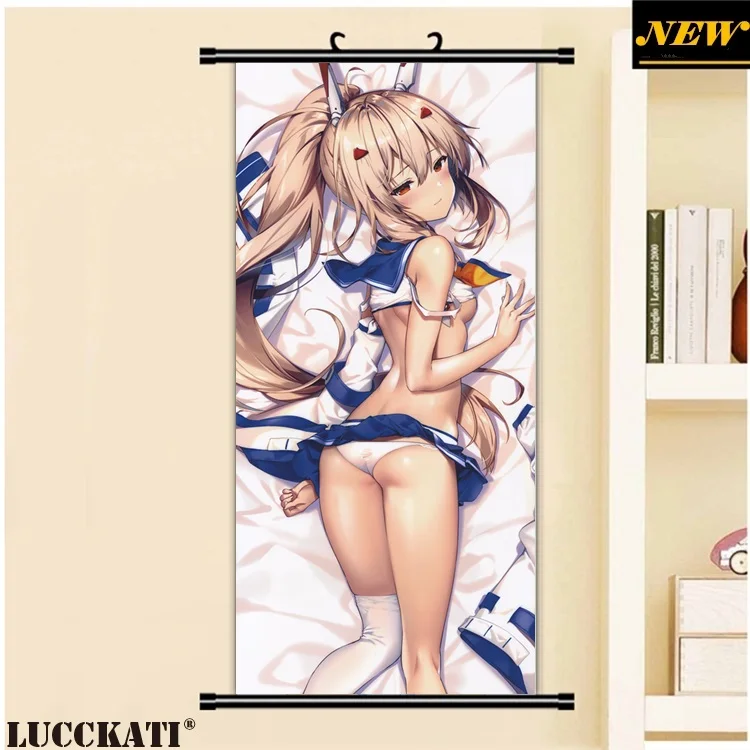45X95 см Azur Лейн Bilan Hangxian соски без бюстгальтера животные уши калочки сексуальные лоли мультфильм аниме плакат прокрутки холст живопись - Цвет: W