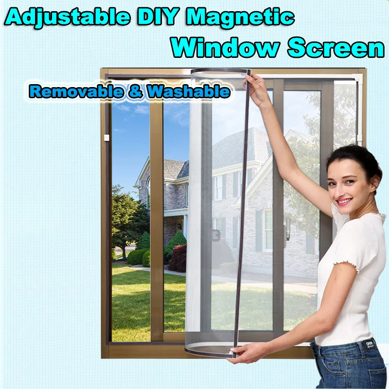 

Invisible Fly Mosquito Screen Net Mesh Adjustable DIY Customize Magnetic Window Screen windows for Motorhomes Removable Washable