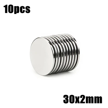 

10pcs 30x2mm Super Powerful Strong Bulk Small Round NdFeB Neodymium Disc Magnets Dia 30mm x 2mm N35 Rare Earth NdFeB Magnet