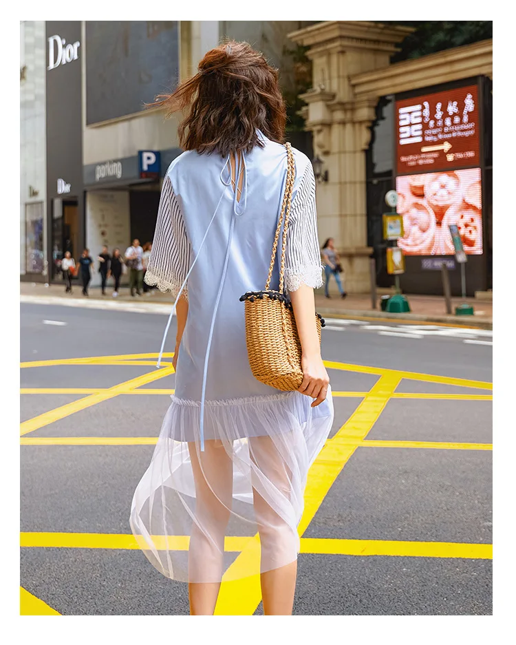 Shallgar Summer New Style WOMEN'S Dress Joint Gauze Mermaid Dress