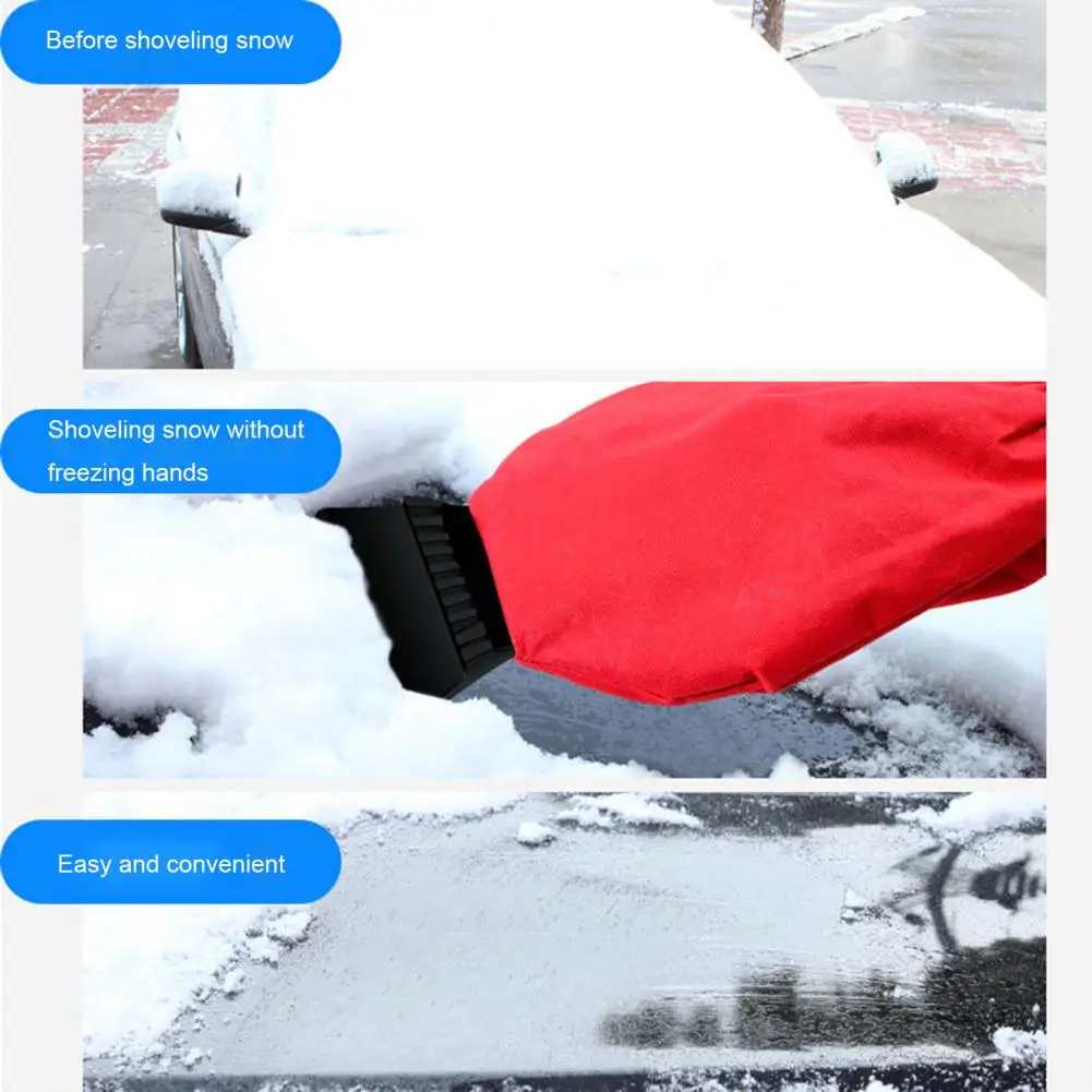 Car Ice Scraper Mitt Winter Warm Car Windshield Snow Shovel Glove Waterproof Universal Accessories