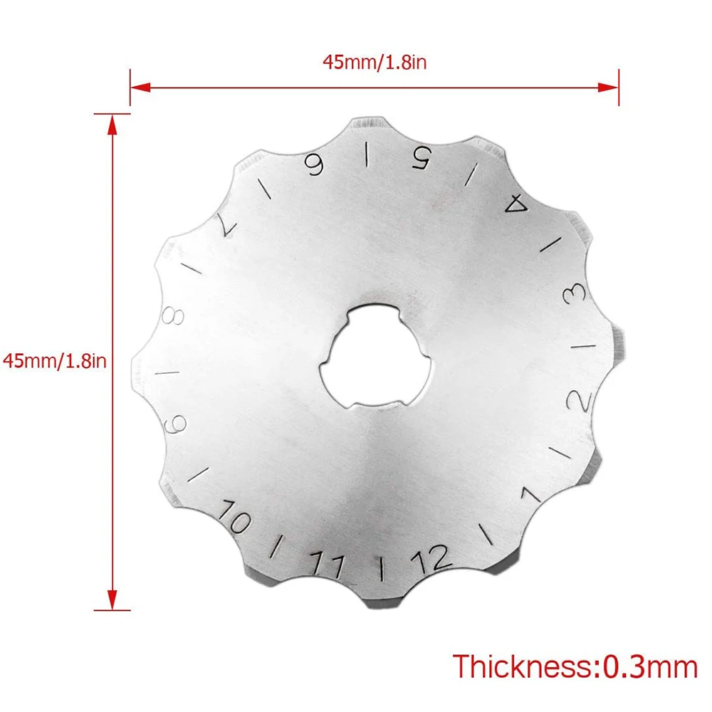 5Pcs 45mm Crochet Edge Skip Blade Rotary Cutter Blades for Paper Cutting  Fabric Leather Scrapbooking Sewing Dotted Line Blades