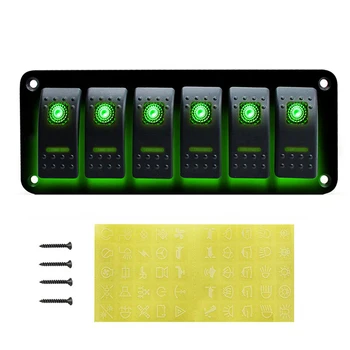 

6 Gang Switch Panel LED Marine Boat Rocker 12V-24V Control Panel For Car Truck Socket Circuit Breaker