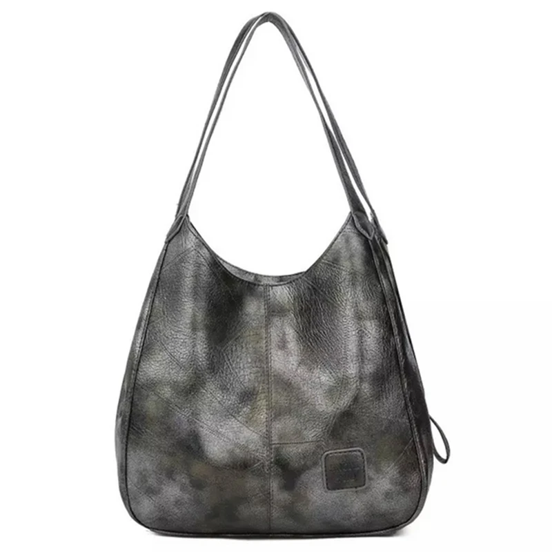 Новинка, винтажные кожаные роскошные сумки, женские сумки, дизайнерские сумки, известный бренд, женские сумки, Большая вместительная сумка для женщин - Цвет: Retro gray